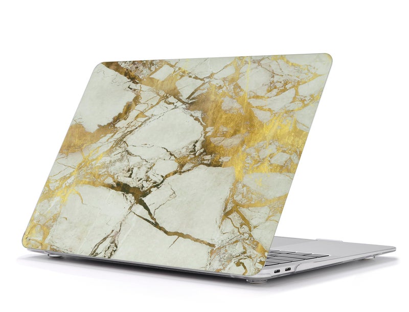 UESWILL Compatible with MacBook Air 13 inch M1 A2337 A2179 A1932 with Retina Display & Touch ID, Release 2022 2021 2020 2019 2018, Marble Pattern Hard Case Cover + Microfiber Cloth, White/Gold - Image 4